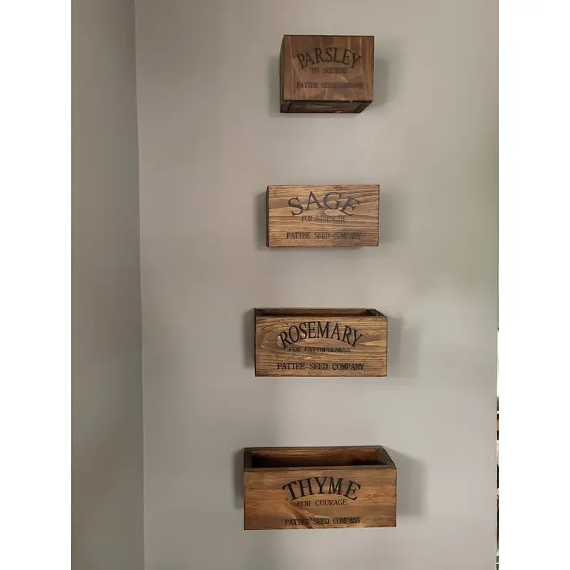 advertising crate garden crate Herb Boxes  Rustic Wooden Herb Boxes Set of