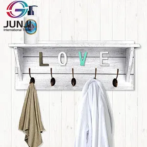 Rustic Coat Rack Wall Mounted Wall Coat Hooks with 2 DIY Decorations Entryway Coat Racks