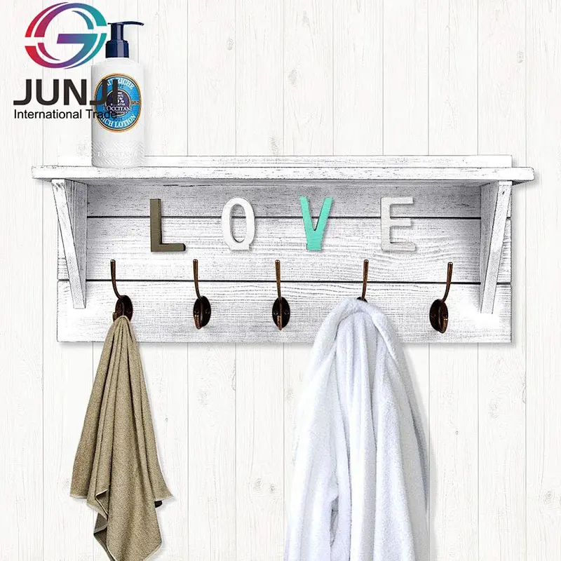 Rustic Coat Rack Wall Mounted Wall Coat Hooks with 2 DIY Decorations Entryway Coat Racks