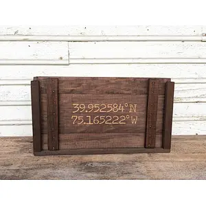 Latitude and Longitude Coordinates Wooden Wine and Liquor Box