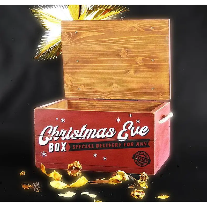 Christmas Eve Storage Box With Lid Wood Gift Box Rustic Wood  Crate With Lid