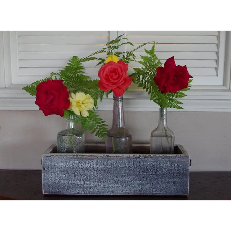 Rustic White Wash Box - Wood Box Centerpiece cheap artificial plants