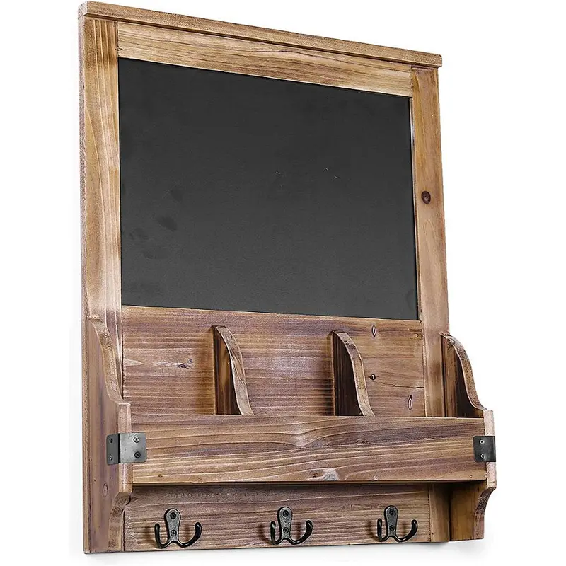 Rustic mail holder and coat key rack wall shelf hanging shelf wood wall wooden wall mount shelf