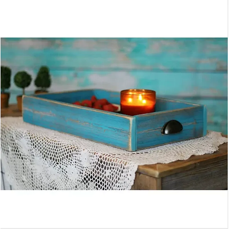 Wood Storage Ottoman Tray For Sale