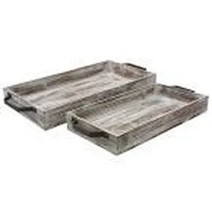 Rustic Serving Tray Set of 2 Wooden Trays For Decoration Wooden Tray Wooden Trays and Boxes Wooden Tray With Handle
