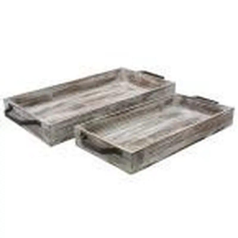 Rustic Serving Tray Set of 2 Wooden Trays For Decoration Wooden Tray Wooden Trays and Boxes Wooden Tray With Handle