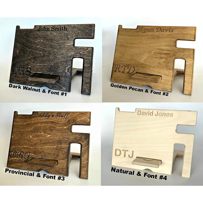 Wood Box, Bedside Organizer, Wooden Personalized Gift phone support