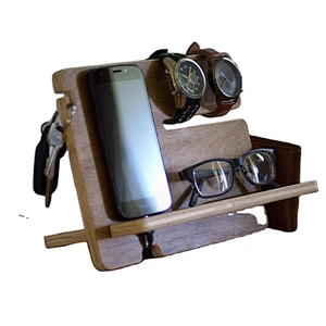 Natural walnut wood phone docking station wood phone docking station desk mobile phone holder