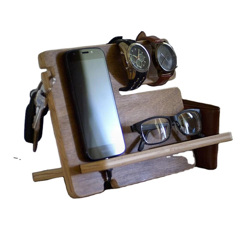 Natural walnut wood phone docking station wood phone docking station desk mobile phone holder