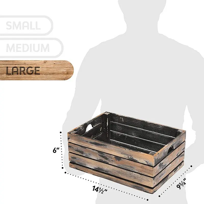 Set of 3 Wooden Pallet Box Planters - Rustic Decorative Wood Crates storage  (Set of 3) -
