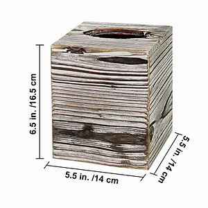 Rustic Wood Square Tissue Box Cover Tissue Holder Torched Barnwood Wooden Tissue Paper Cube Box