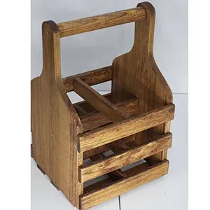 Handiwork wholesale unfinished cheaper  rustic personalized customized Water milk Wooden  Bottle Carrier  wine caddy (4 bottle)