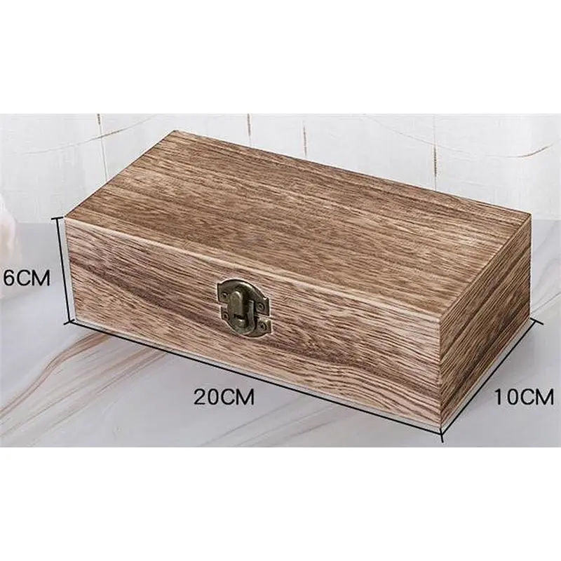 Home Storage Box Natural Wooden Box With Lid Golden Lock Postcard Organizer Handmade Craft Jewelry Case