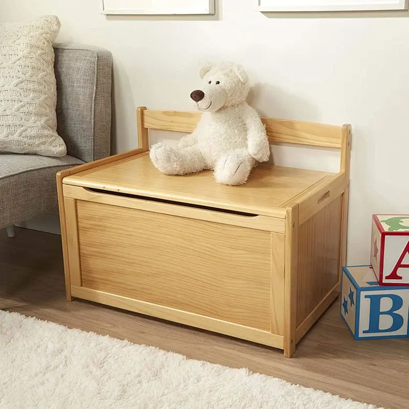Wooden Toy Chest - Honey, Blonde, Great Gift for Girls and Boys - Best for 3, 4, 5 Year Olds and Up