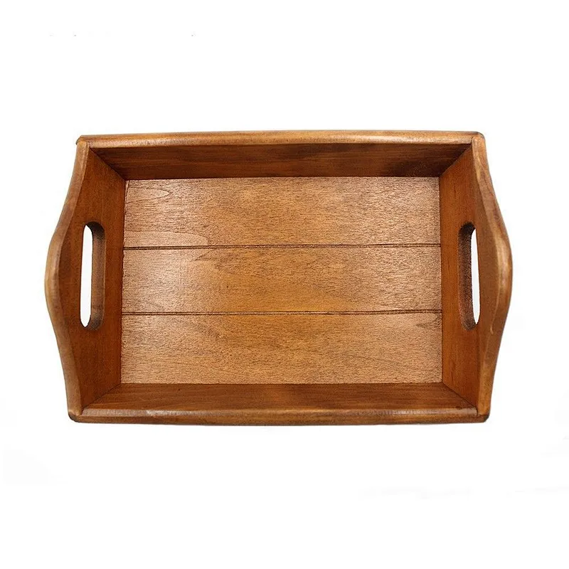 Storage Box Wooden Table Organizer Holder Tea Tray Home Furniture Decoration
