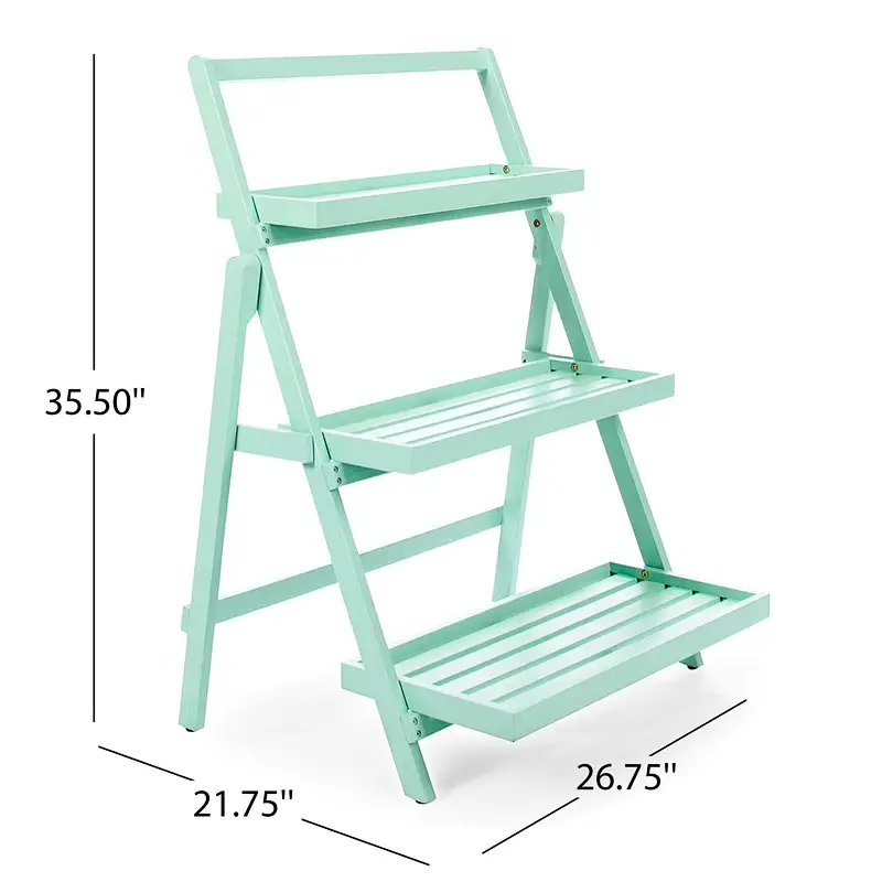 3 Tier Outdoor Wood Design Flower Pot Shelf Stand Folding Display Rack Garden Wood Flower Pot Shelf