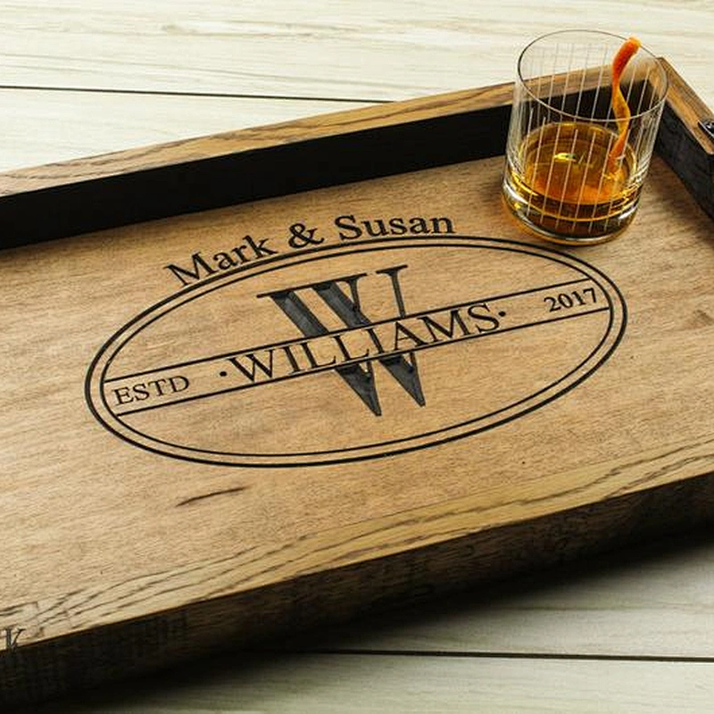 Farmhouse Rustic-wine Barrel Tray Personalized Wood Tray Wooden Tray Wooden Serving Trays Wooden Trays Serving