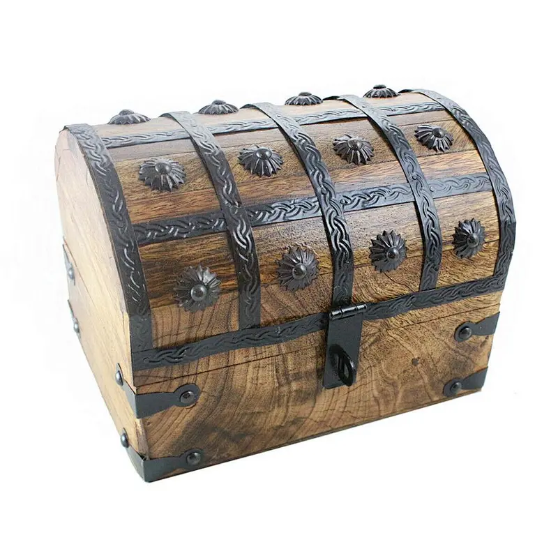 Well Pack Box Large Treasure Chest Wood Keepsake Jewelry Box Toy Treasure Box 8