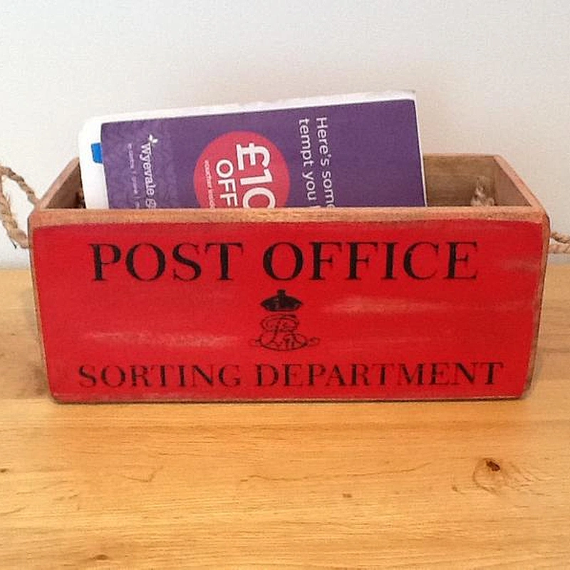 POST OFFICE retro style wooden storage crate for letters
