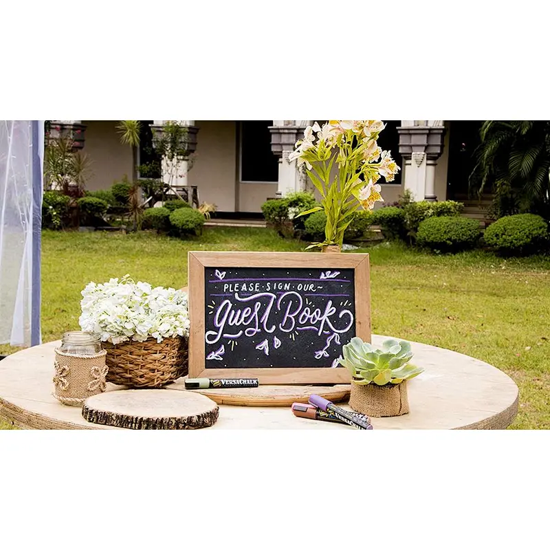 Small Rustic Hanging Chalkboard Sign with Wood Frame and Magnetic Surface for Kitchen Menu Wedding
