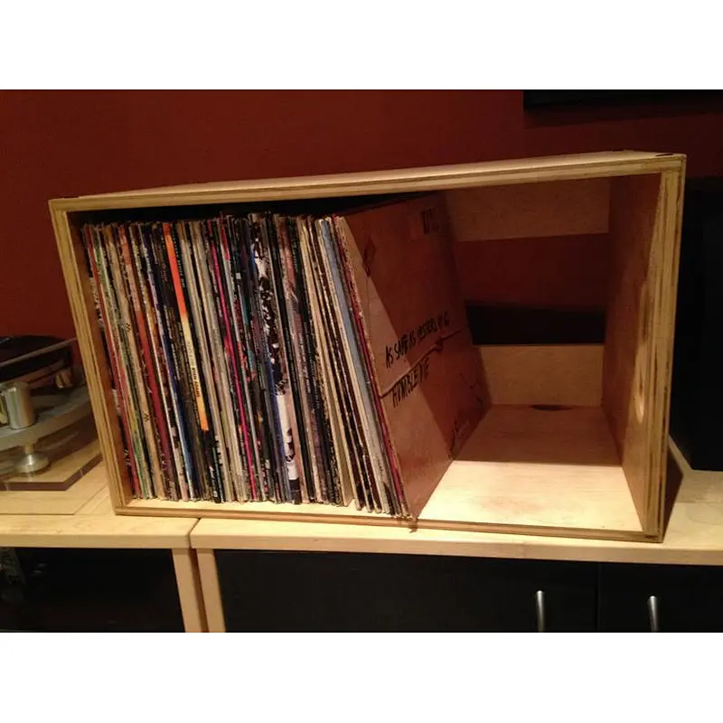 Vinyl LP Record Storage  wooden box