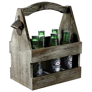 Wooden Beer Bottle Holder wooden beer 6 pack carrier,rustic,fir wood,with opener 2020