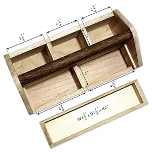Natural Wood Color Wooden Craft Tool Box Caddy with a Handle