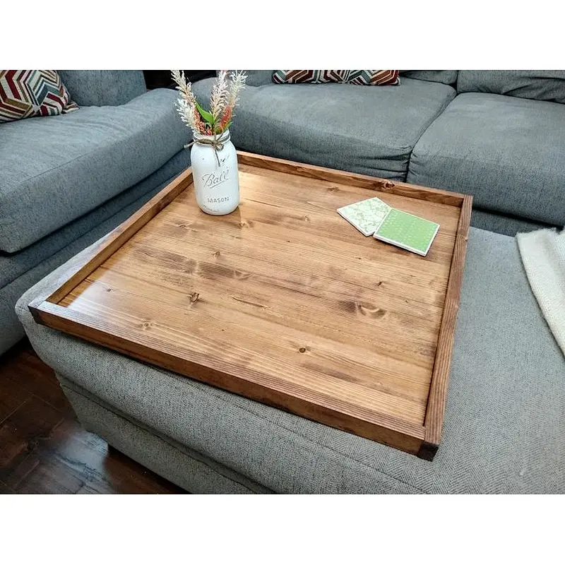 Serving wood tray large wooden tray wooden ottoman tray