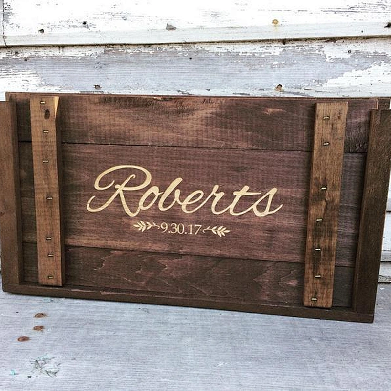 Wedding Personalized Wooden Wine Box for Two Bottles of Wine, Whiskey or Beer