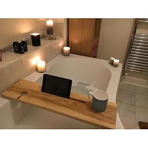 Bespoke Luxury Solid American Ash Bath Caddy Tray Tablet Holder