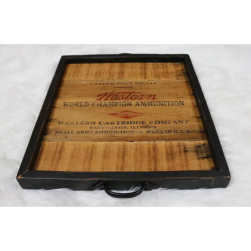 Western Ammo Wood serving tray, ottoman tray, wood crate tray