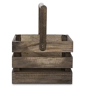 The Lucky Clover Trading Wooden Crate Swing Handle Basket *wooden box