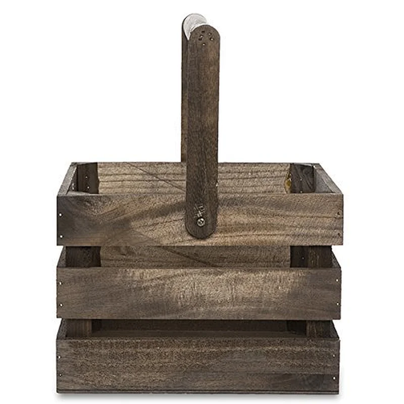 The Lucky Clover Trading Wooden Crate Swing Handle Basket *wooden box