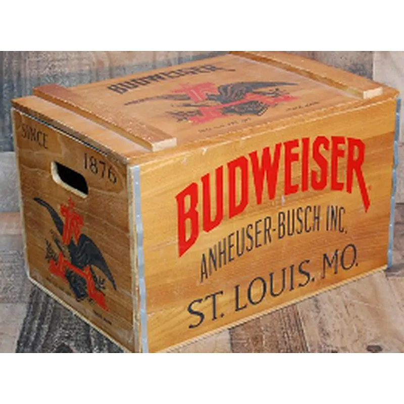 Vintage Budweiser Beer Crate with Lid  fruit box handmade wooden crates box  wooden tissue box holders