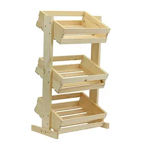 Wood Crafted Premium Kitchen Crates & Large Tiered Wood Crate Stand Unfinished
