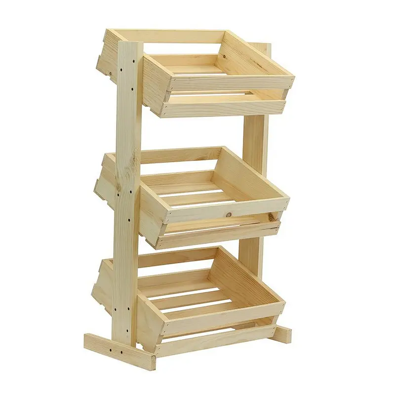 Wood Crafted Premium Kitchen Crates & Large Tiered Wood Crate Stand Unfinished