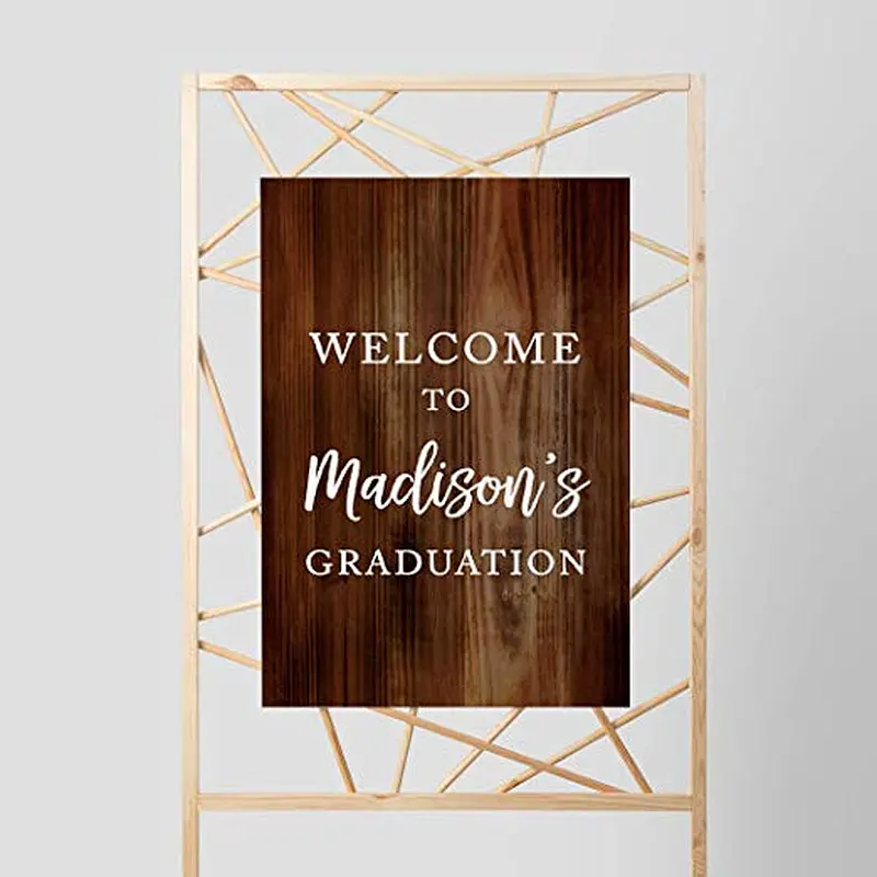 Personalized Extra Large Wedding Easel Board Party Sign,12x18-inch , Dark Rustic Wood, Your Text Here, 1-Pack, Custom