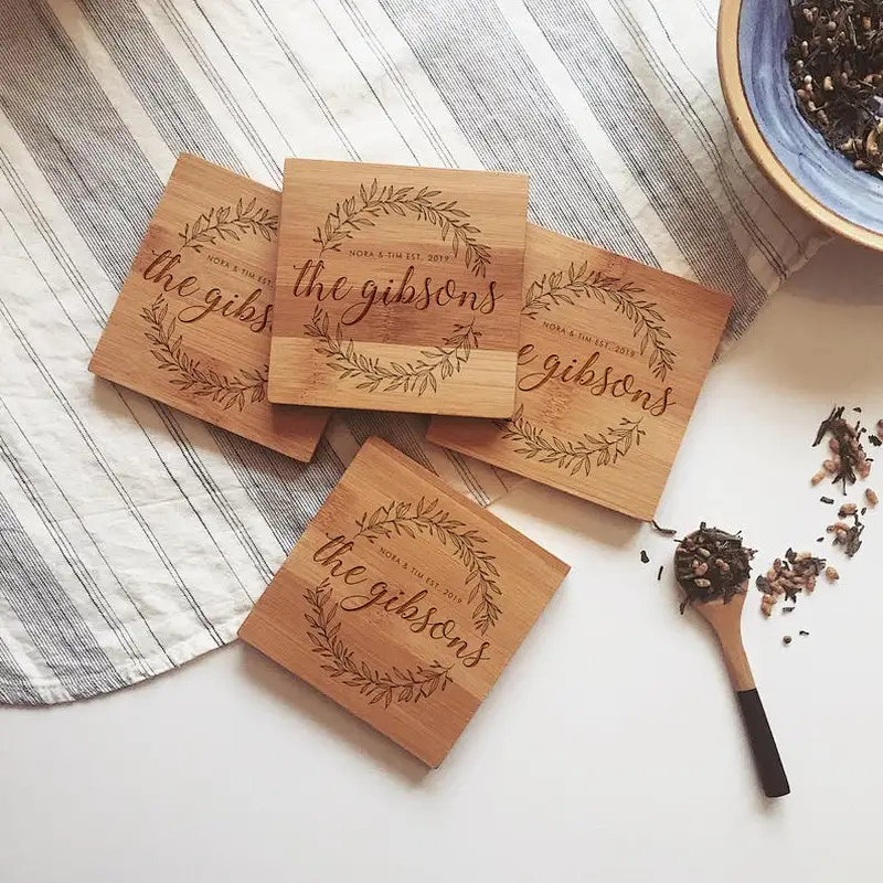 Wood Design Coasters - Wood Decor - Wood Home Decor - Drink Coasters -  Ceramic Coasters -