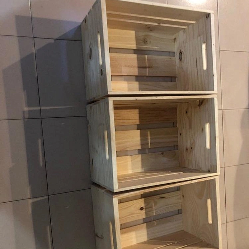 Natural Wood Crate with Metal Corner Design Wooden home decor