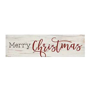 Merry Christmas Whitewash 6 x 1.5 Mini Pine Wood Tabletop Sign Plaque