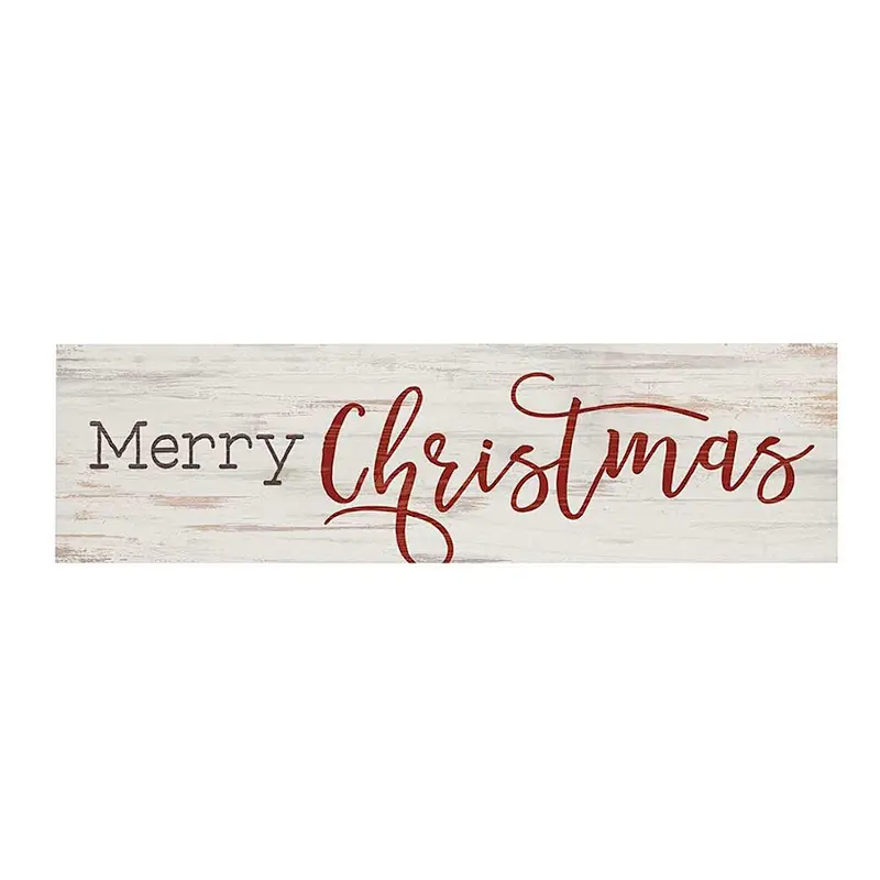 Merry Christmas Whitewash 6 x 1.5 Mini Pine Wood Tabletop Sign Plaque