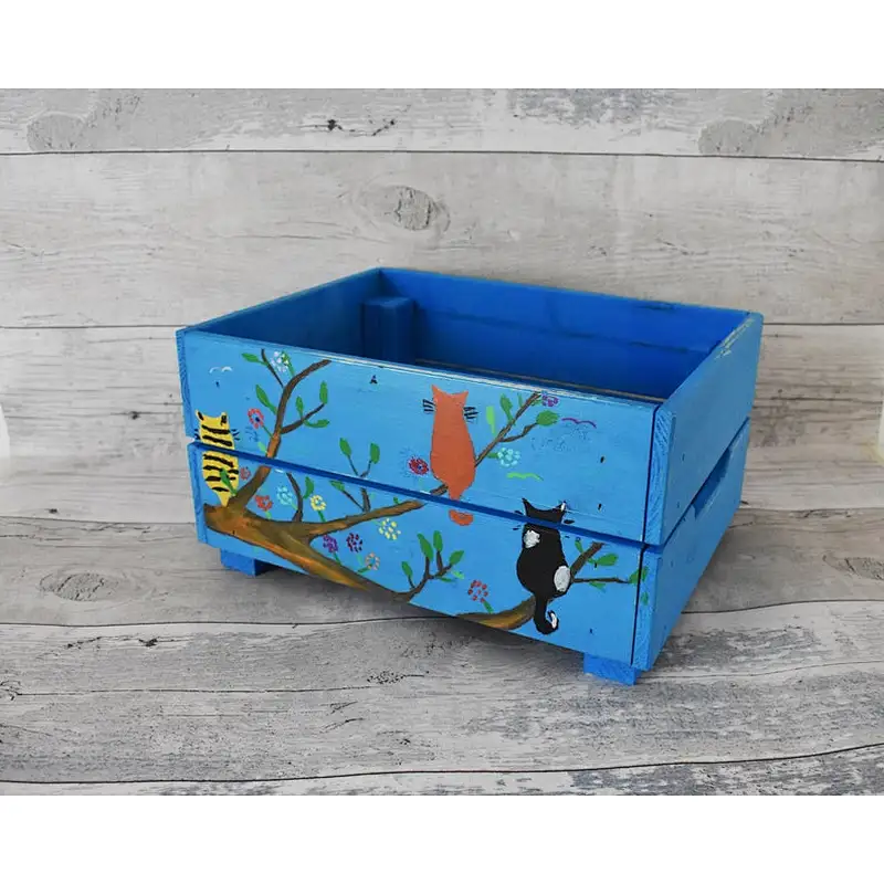 Wooden crate box wood wine box small wooden carved gift box