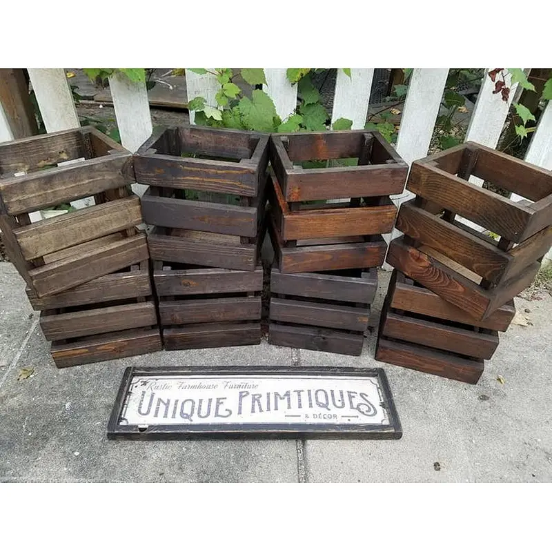 Rustic wholesale  delicate practical unfinished handiwork  home decoration cheaper wooden storage apple Crate country cottage