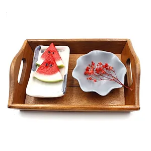 Storage Box Wooden Table Organizer Holder Tea Tray Home Furniture Decoration