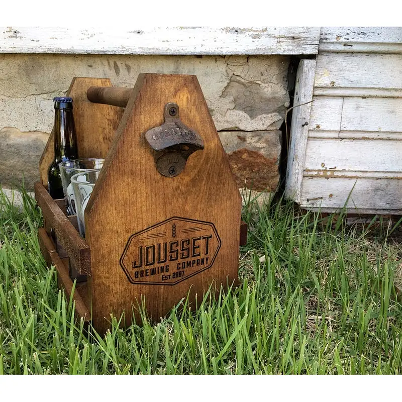 Wooden box- Wine Bottle tote- Bar Decor-Beer holder, Wooden Beer Tote, Pint Glass Display