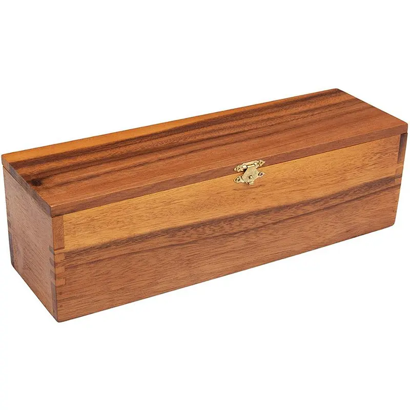Wooden Wine Box for Gifts, Solid Wood with Hinged Lid 2020