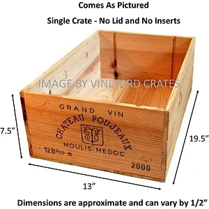 Vineyard Crates One (1) Decorative French Wine Crate - Wooden Box for Wine Storage Wedding Decor DIY Projects Garden Planter