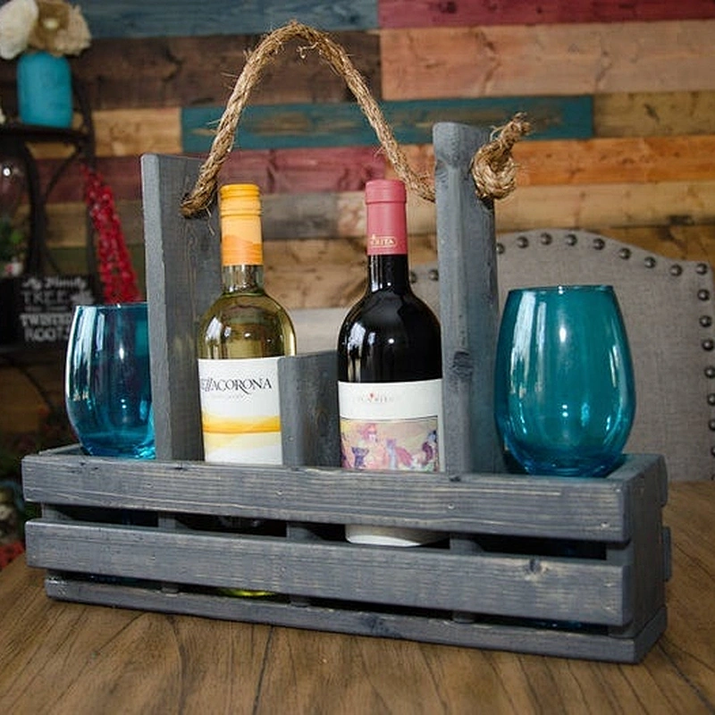 Wooden wine bottle holder, Tote,  Wedding Gift,crate box