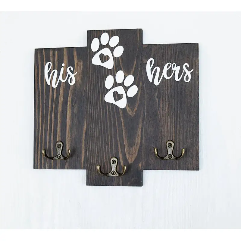 2020 popular key holder for wall dog  his hers dogkey and leash holder