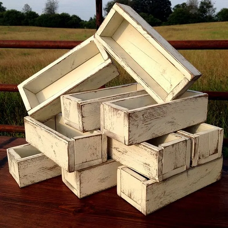 Wood Planter Box5 Inch Square Rustic Barn Wood Plastic Liner Garden Centerpiece Display Wedding Flowers Holder